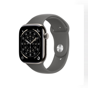 Apple Watch Series 11 GPS + Cellular 42mm Natural Titanium Case with Stone Gray Sport Band - M/L