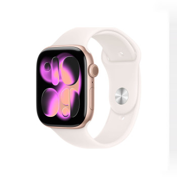 Apple Watch Series 11 GPS 46mm Rose Gold Aluminum Case with Light Blush Sport Band - M/L