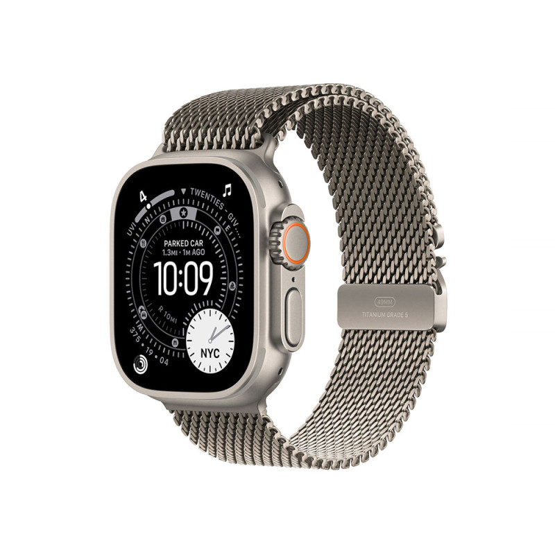 Apple Watch Ultra 3 GPS + Cellular 49mm Natural Titanium Case with Natural Titanium Milanese Loop - Large
