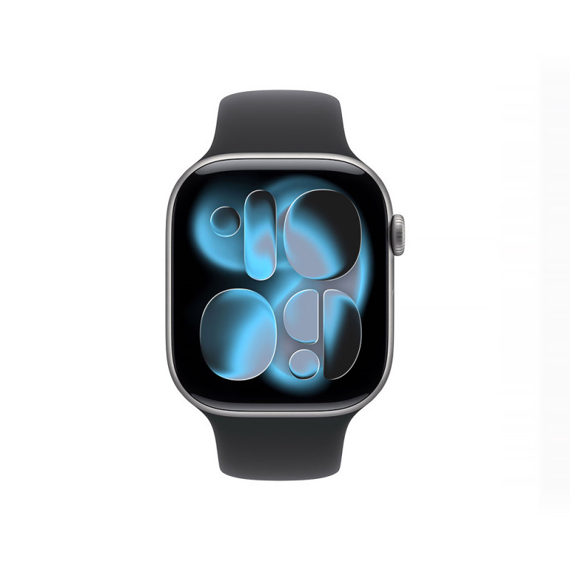 Apple Watch Series 11 GPS + Cellular 46mm Space Gray Aluminum Case with Black Sport Band - S/M