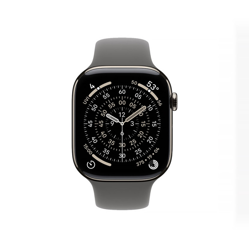 Apple Watch Series 11 GPS + Cellular 46mm Natural Titanium Case with Stone Gray Sport Band - M/L