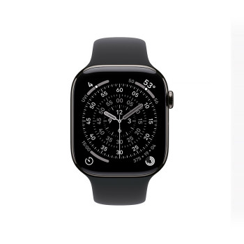 Apple Watch Series 11 GPS + Cellular 46mm Slate Titanium Case with Black Sport Band - M/L