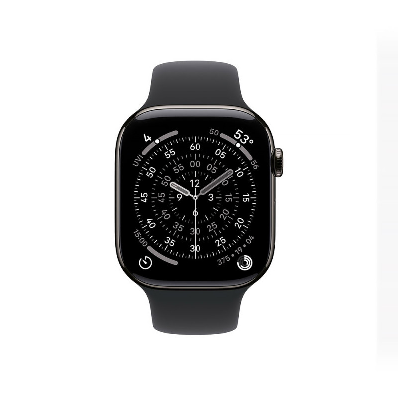 Apple Watch Series 11 GPS + Cellular 46mm Slate Titanium Case with Black Sport Band - M/L