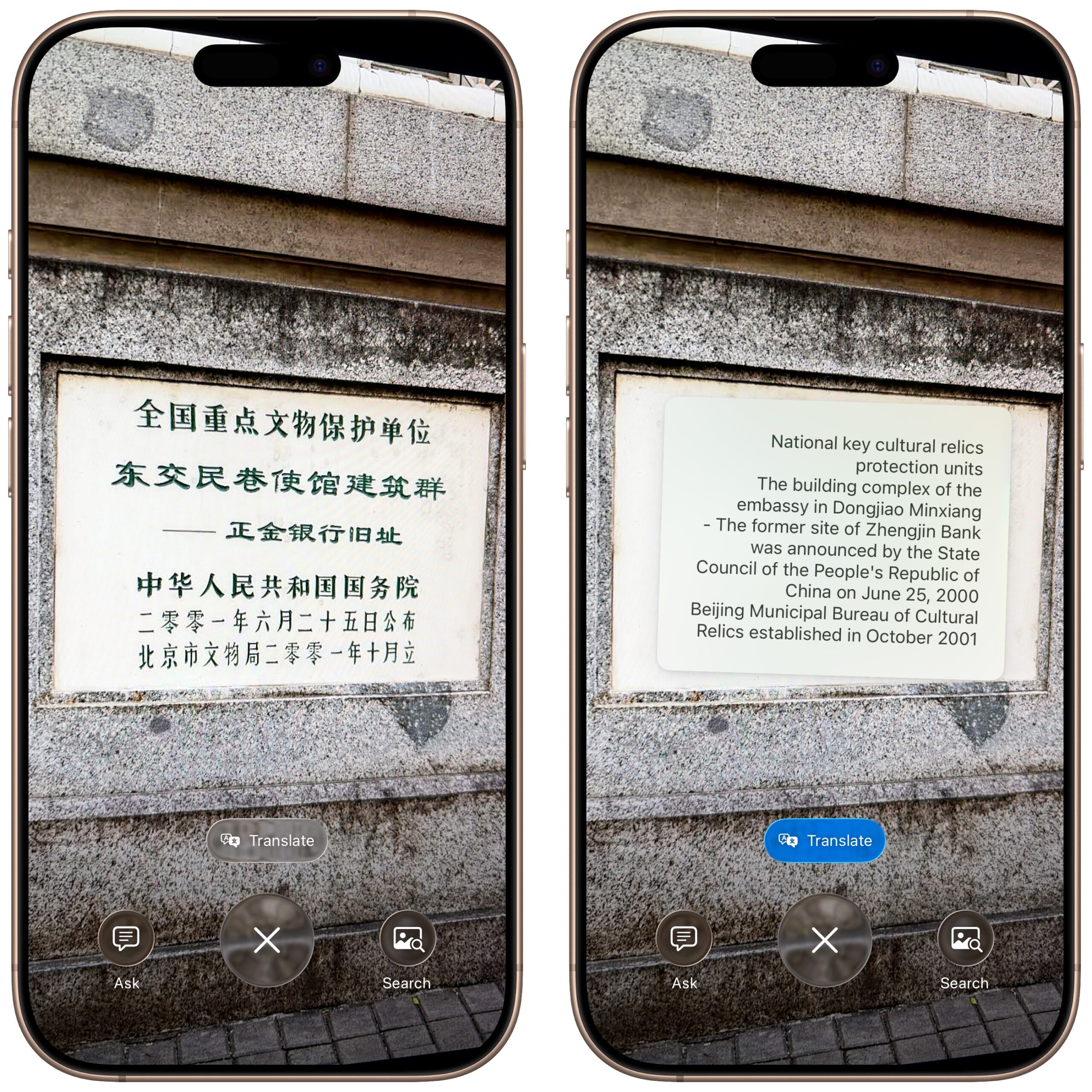 Visual Intelligence translate scaled