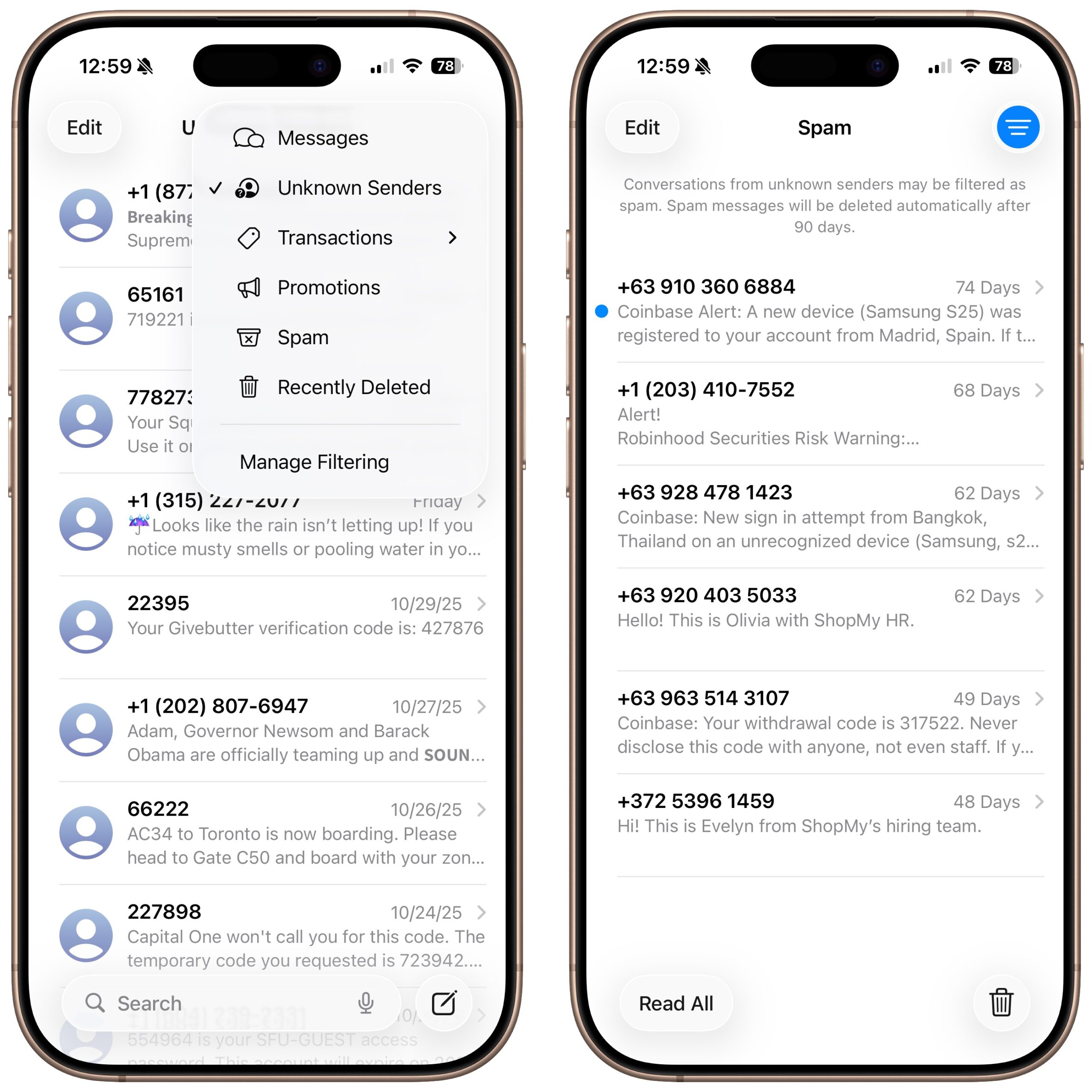 Messages Unknown Senders lists scaled