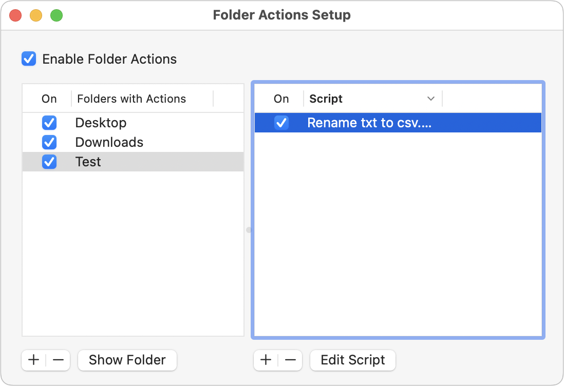 Folder Actions Setup