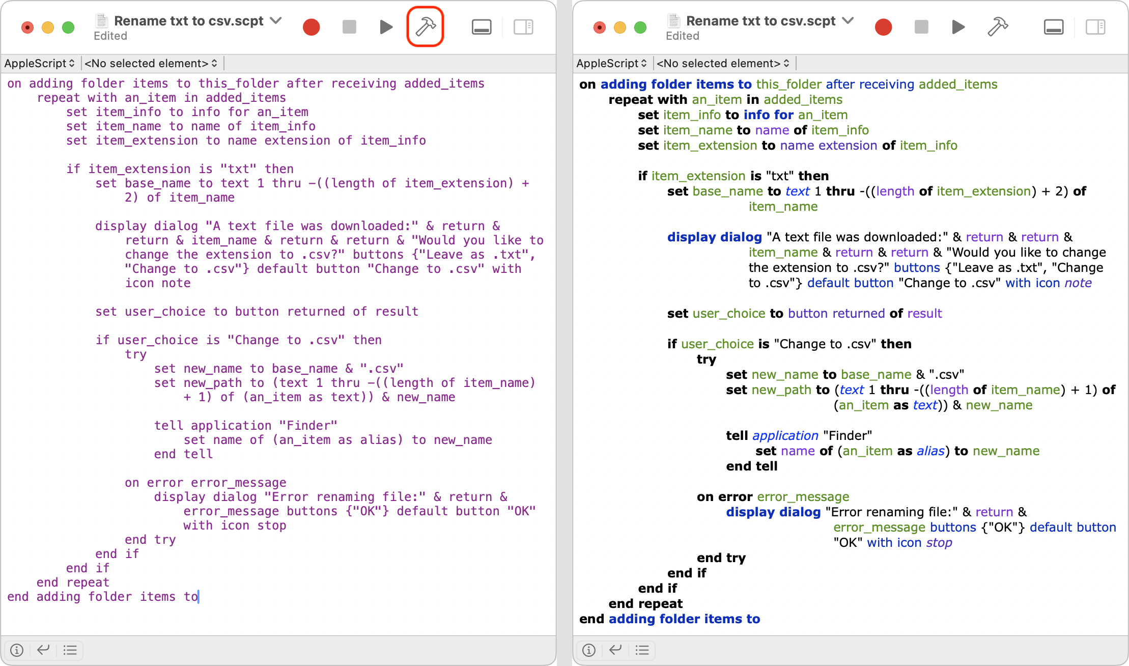 Script Editor syntax