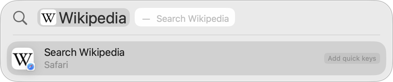 Spotlight website search
