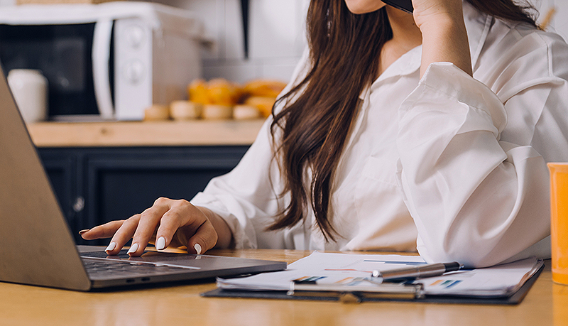 Woman working from anywhere